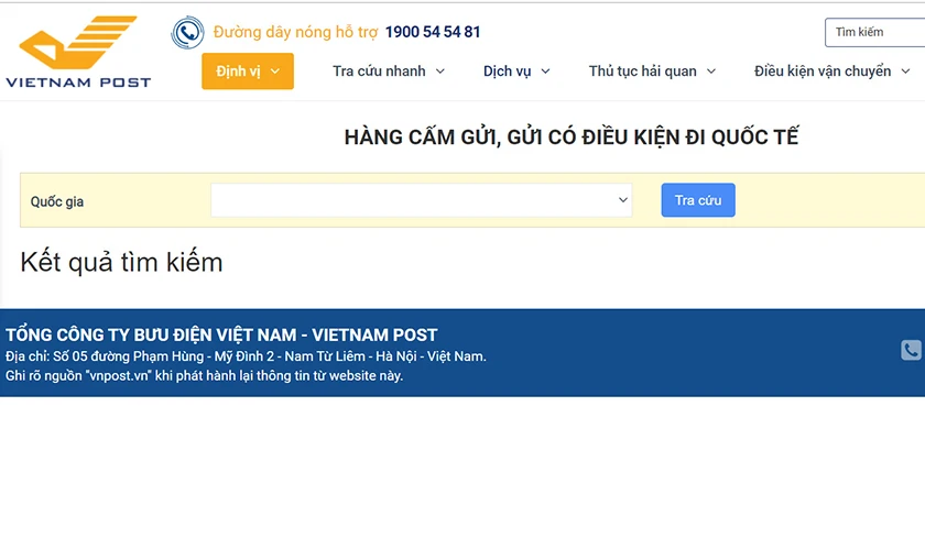 Vietnam Post tra cứu vận đơn