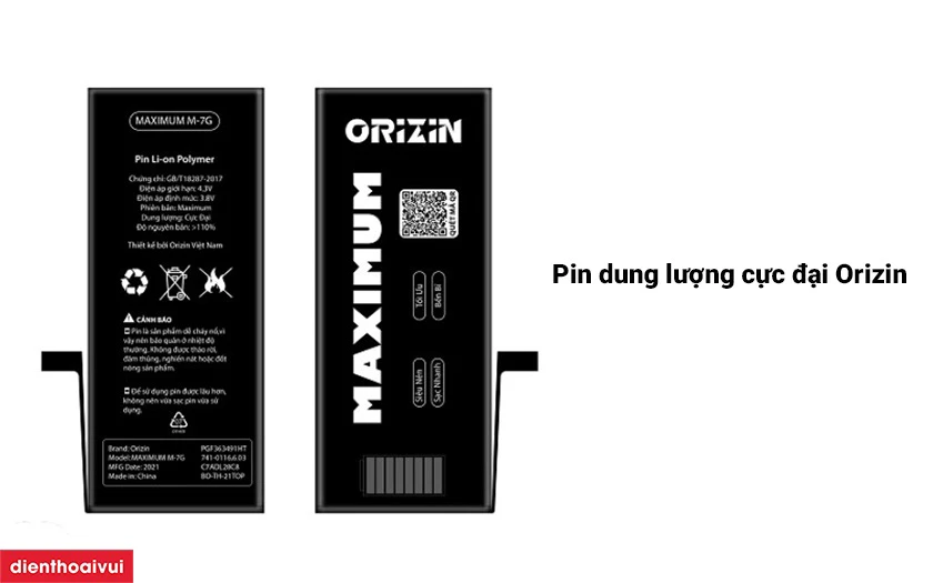 Thay pin iPhone 7 dung lượng cực đại Orizin 