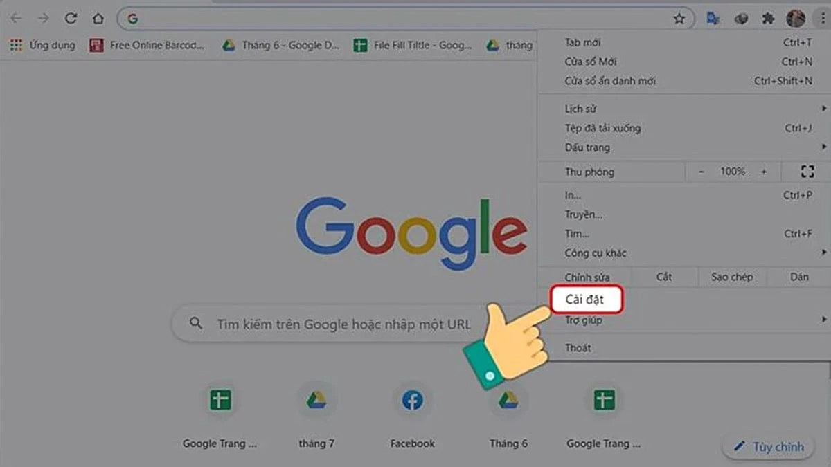 Cách cài đặt Google làm trang chủ trên Chrome