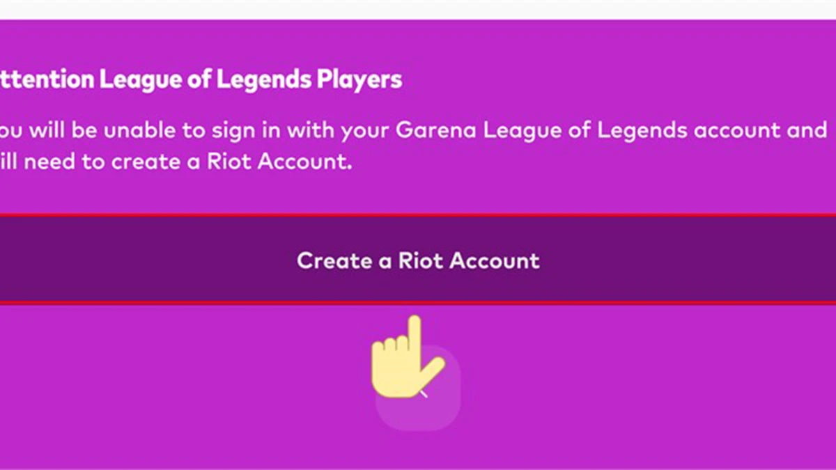 Bấm vào Create a Riot Account.