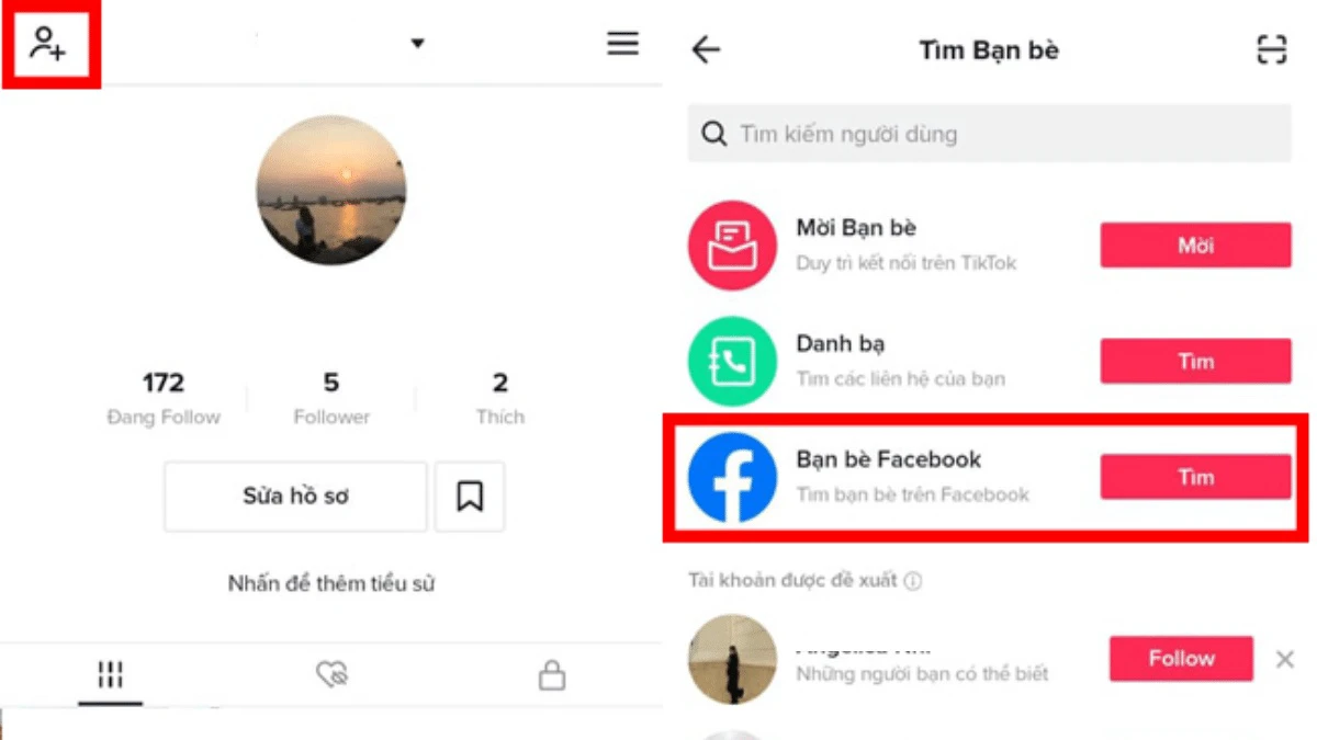 tìm facebook qua tiktok