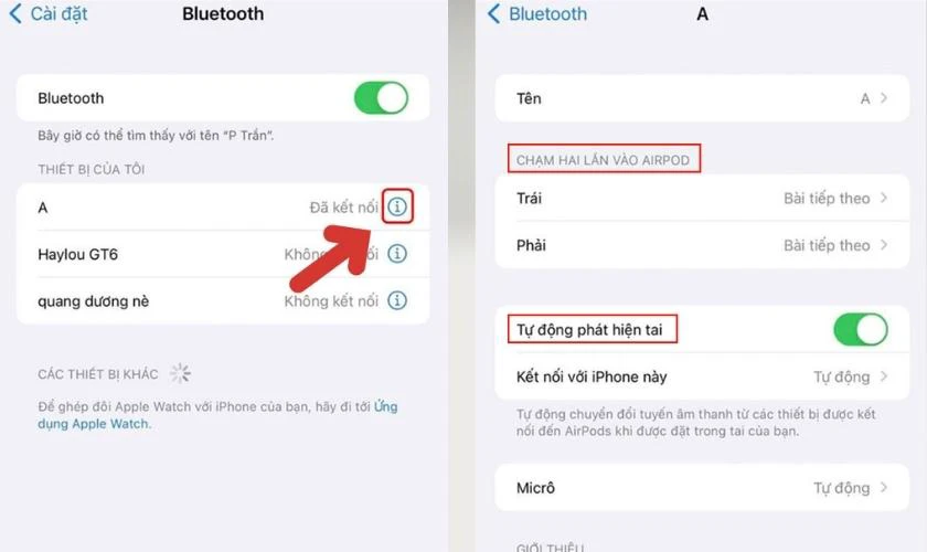 phân biệt airpod thật trong cài đặt
