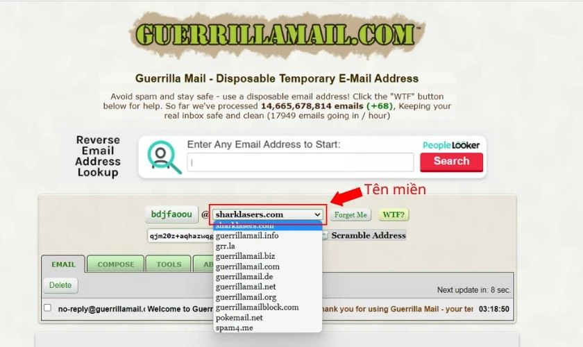 tạo gmail ảo nhanh không cần số điện thoại với guerrillamail