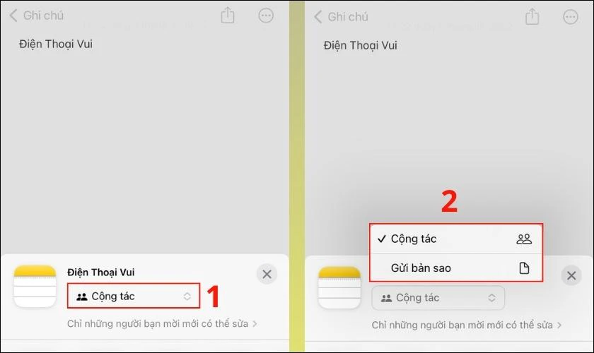 cài đặt quyền truy cập ghi chú