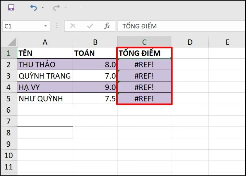 Cách sửa Lỗi #REF trong Excel