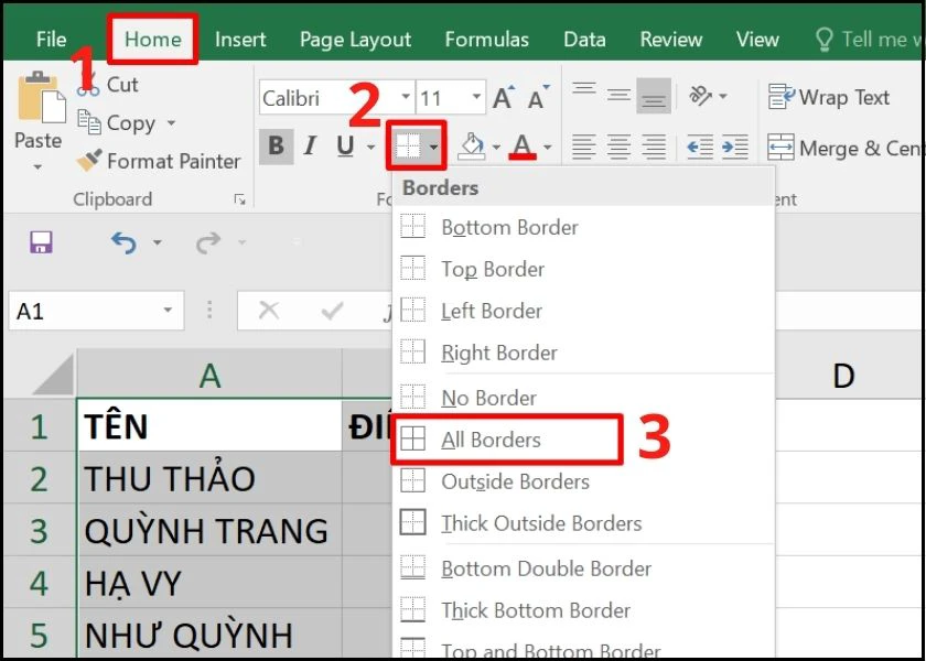 cách lập bảng excel