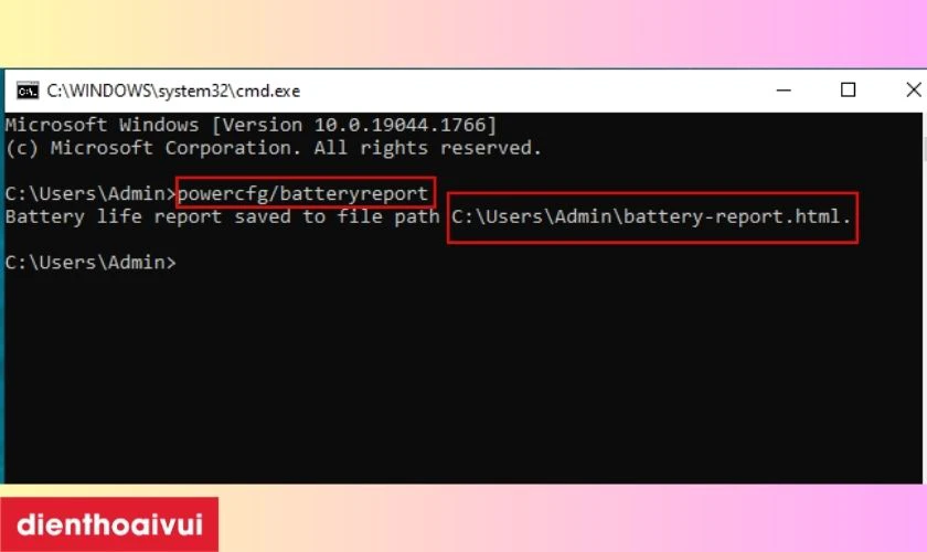 kiểm tra mức độ chai pin của laptop