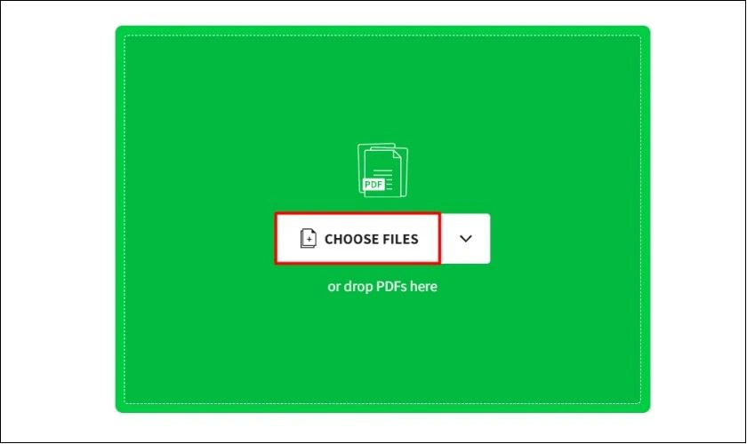 truy cập smallpdf và chọn choose files