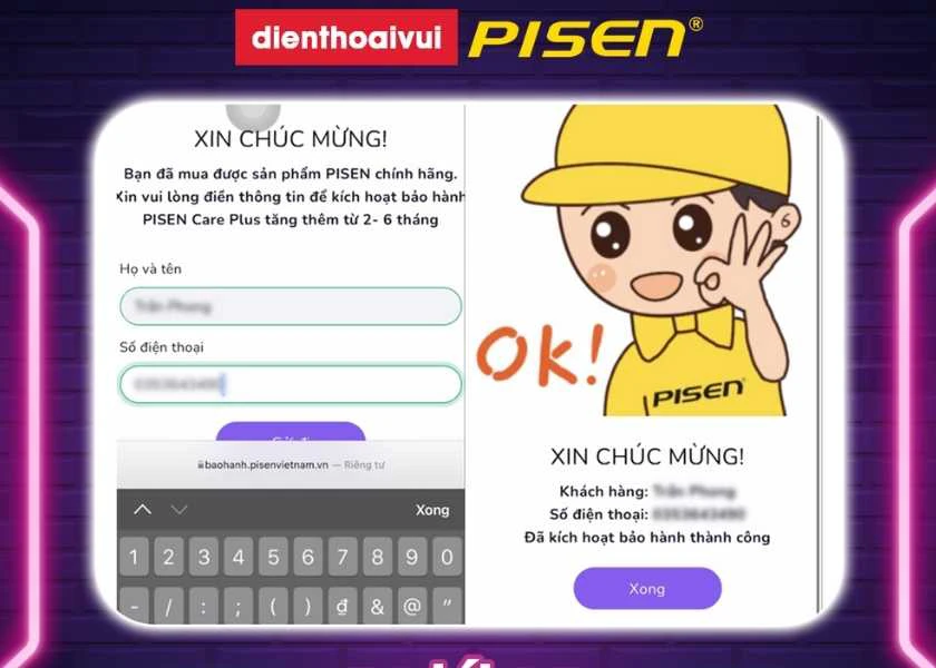 cách kích hoạt bảo hành pin Pisen