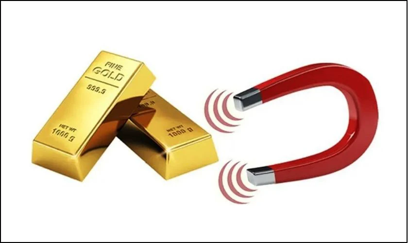 dùng nam châm phân biệt 1 chỉ vàng thật và giả