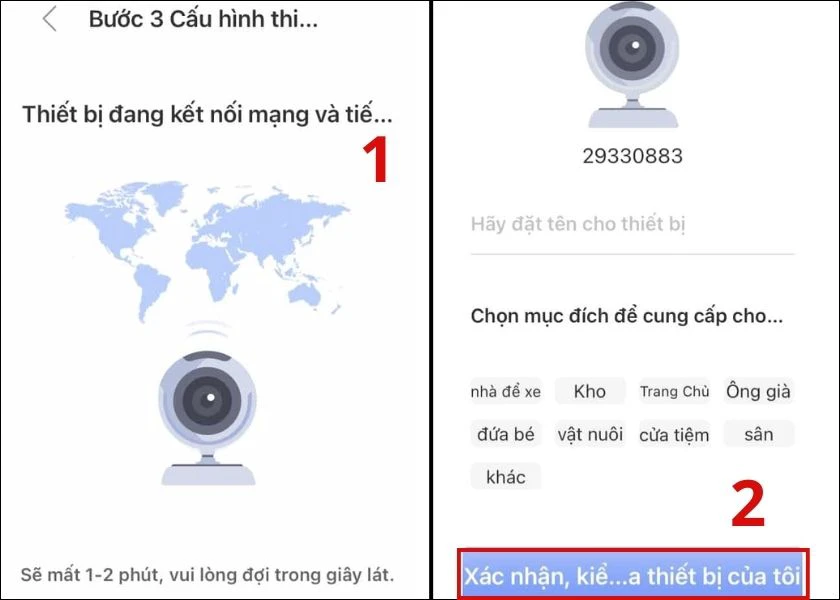 đặt tên cho camera kết nối thành công với điện thoại