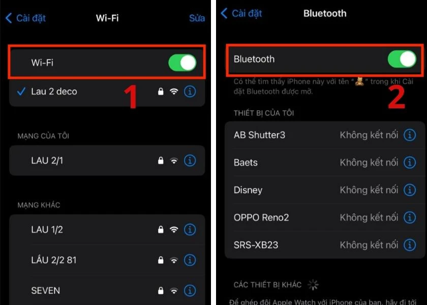 mở wifi và bluetooth trên điện thoại