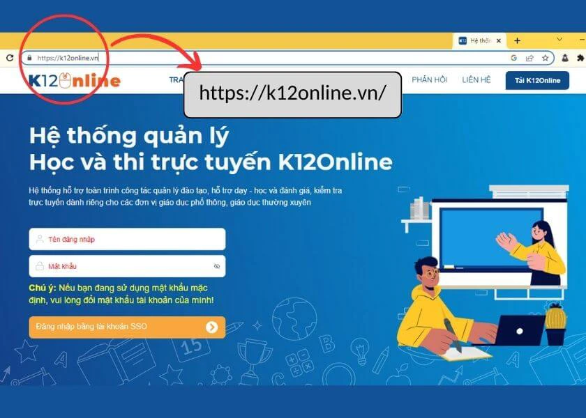 đăng nhập phần mềm k12online vn