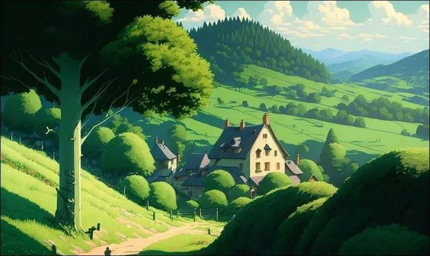 Ảnh m&agrave;u sắc phong cảnh anime 4K