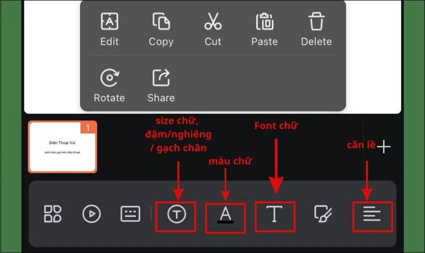 cách làm các định dạng nội dung powerpoint trên điện thoại