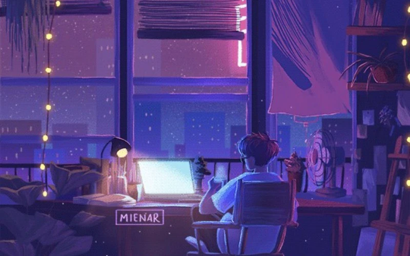 hình nền PC chill color tím