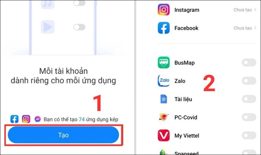 tạo ứng dụng nhân bản trên xiaomi