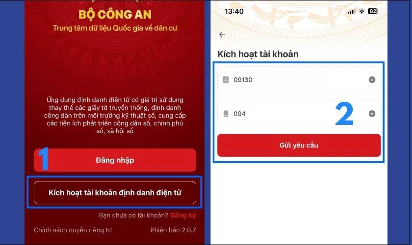 kích hoạt định danh online