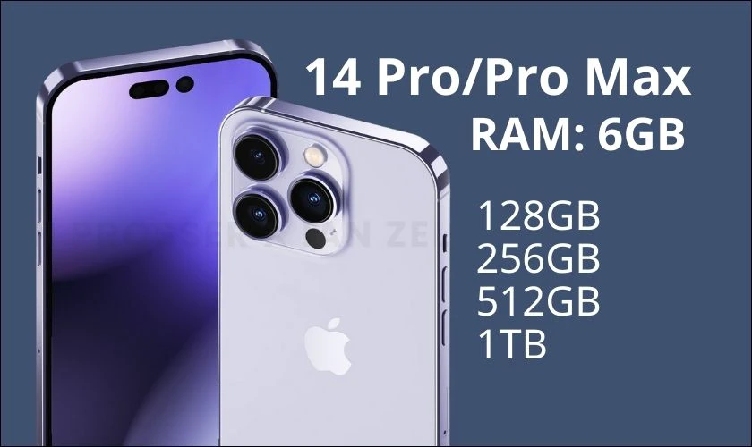 so sánh iphone 14 pro max và 14 pro về ram