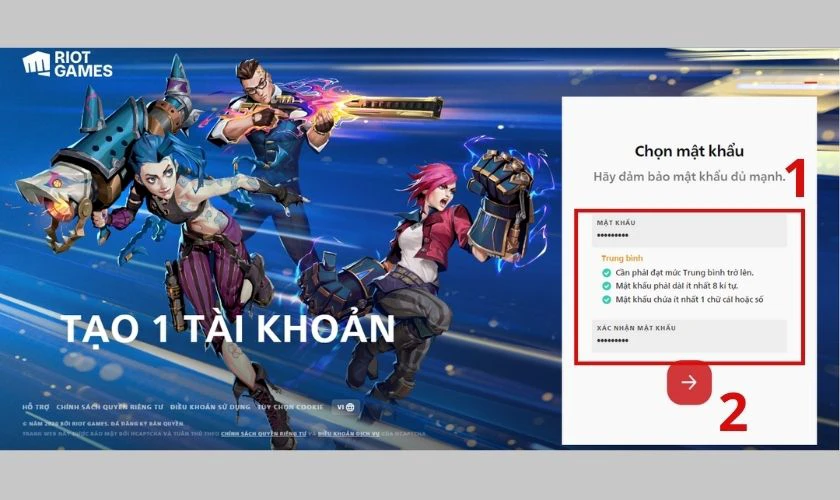 điền mật khẩu bảo mật cho tài khoản riot client