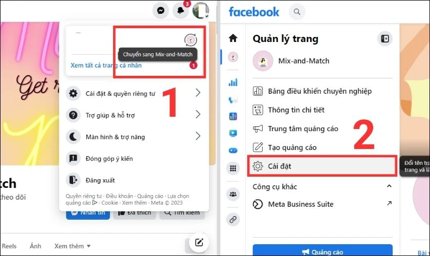 xoá trang page trên facebook bằng máy tính