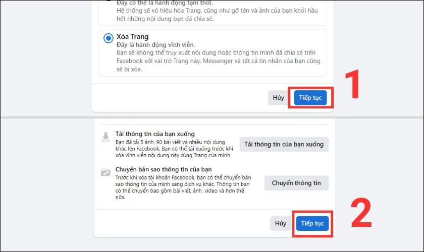 cách xoá trang trên facebook