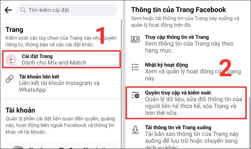 thiết lập trang facebook