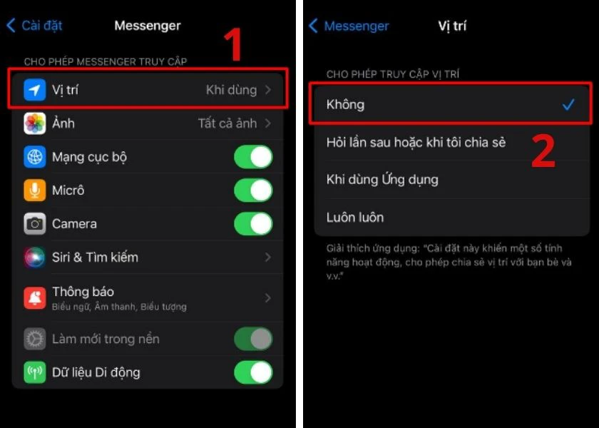 chia sẻ định vị messenger