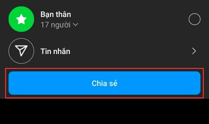 chọn chia sẻ để đăng tải