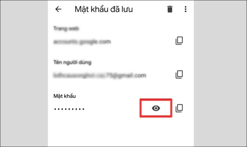 xem lại password zalo trên tài khoản google