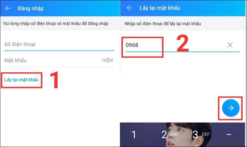 lấy lại pass zalo 