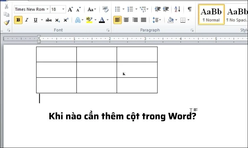 chèn cột trong word