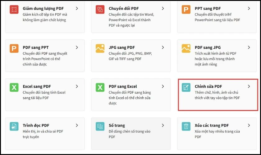 chọn sửa đổi pdf