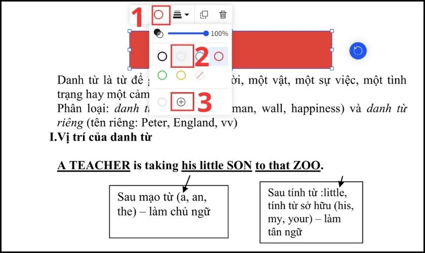 nhấn vào dấu cộng tìm màu che chữ file pdf