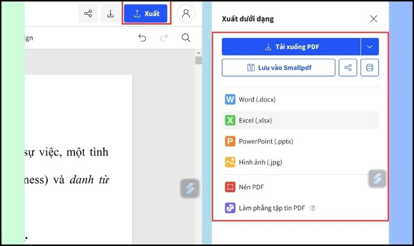 nhấn xuất để tải về file đã chỉnh sửa xong