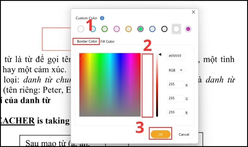 Chọn color viền, xóa chữ nhập tệp tin PDF