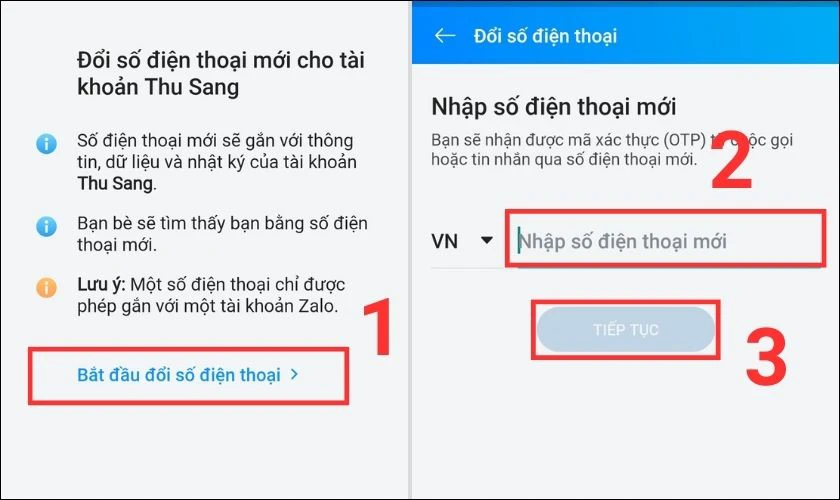 thay số điện thoại mới khi zalo bị tấn công