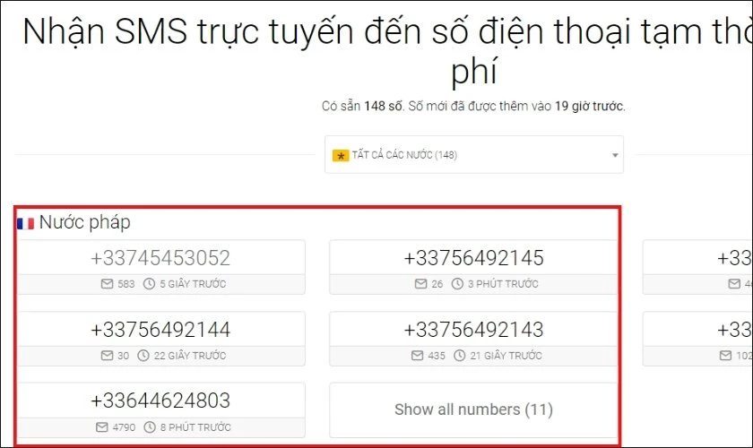 giao diện trang web online-sms.org
