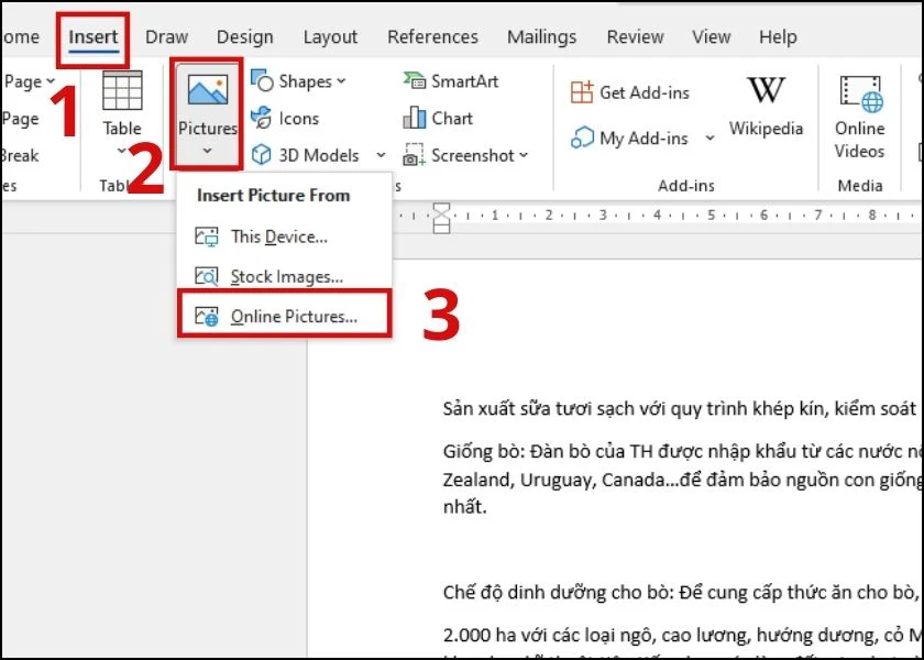 cách chèn ảnh online trên word