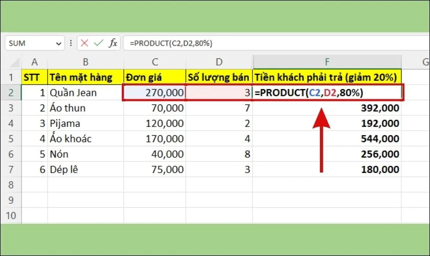 Cách kết hợp hàm nhân cùng hàm IF