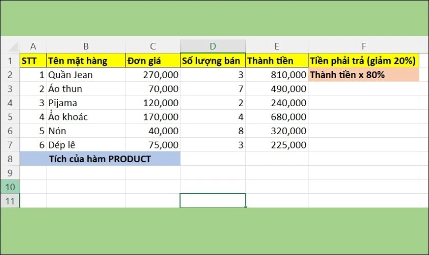 Cách nhân một cột với 1 số trong Excel 