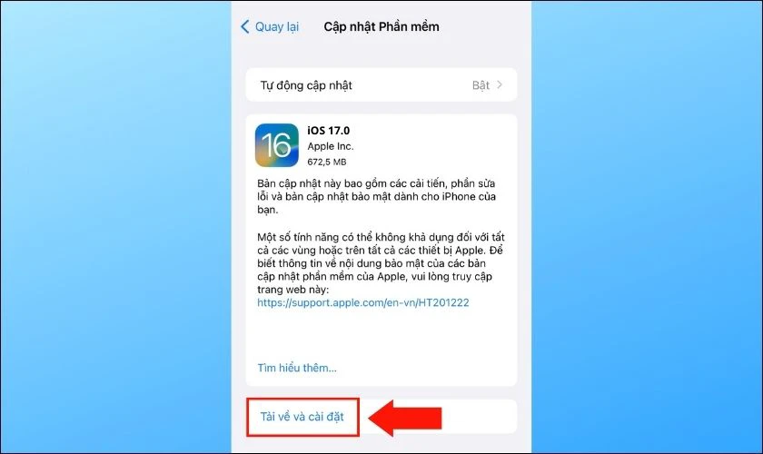 cách cập nhật iOS 17 