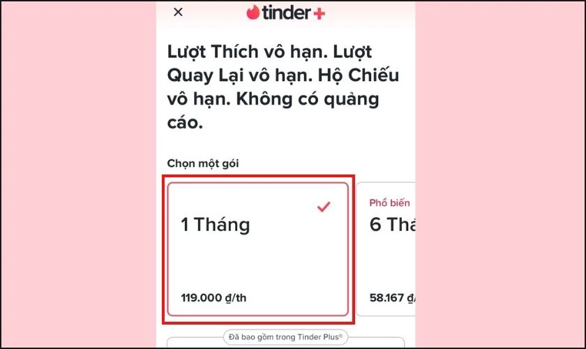 Đăng ký Tinder Plus 