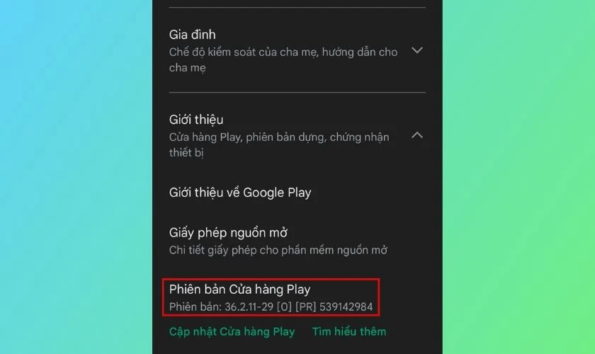 Cập nhật ứng dụng CH play