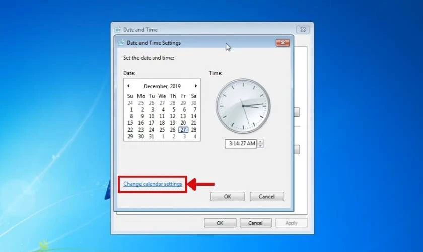 Điều chỉnh date time bên trên PC windows 7 