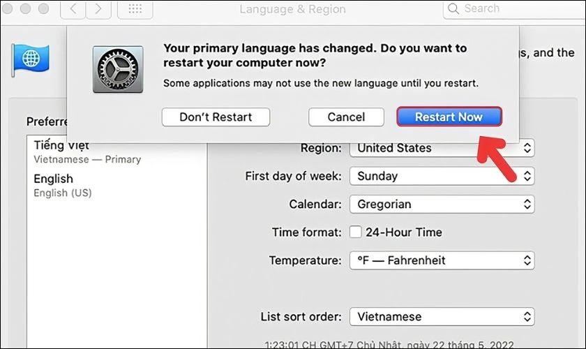 Chọn Restart Now và đợi laptop của bạn khởi động lại