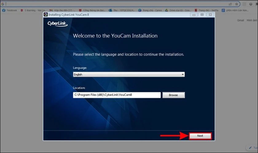 Chọn thư mục cài đặt rồi nhấn vào Next