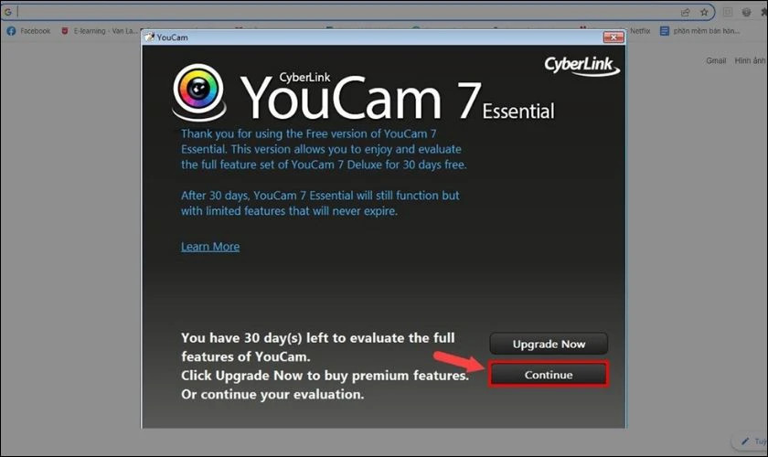 Nhấn chọn Continue để hoàn tất