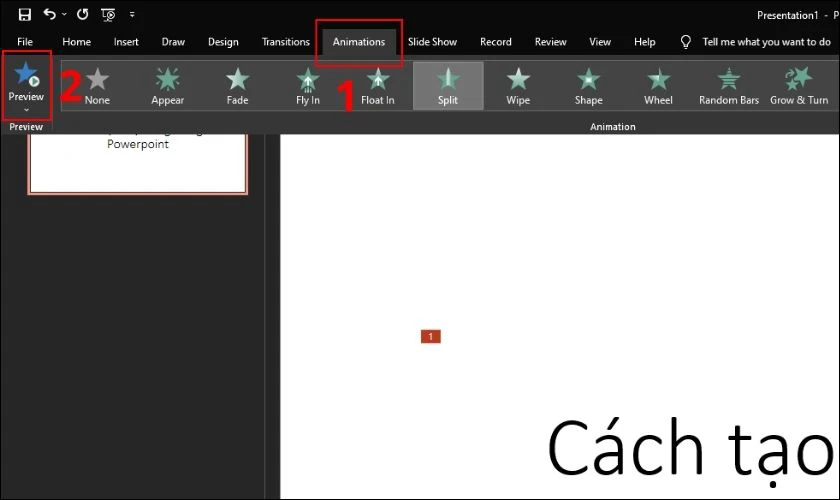 Cách xem trước hiệu ứng chữ đã tạo