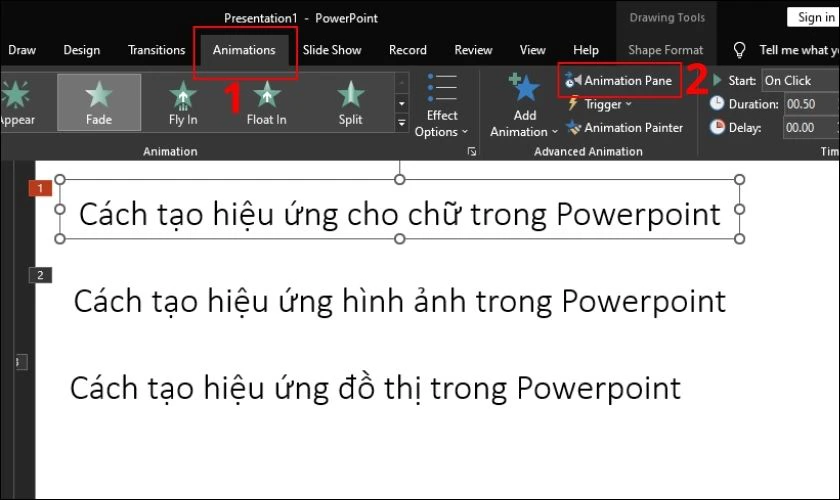 Cách tạo hiệu ứng di chuyển chữ trong PowerPoint
